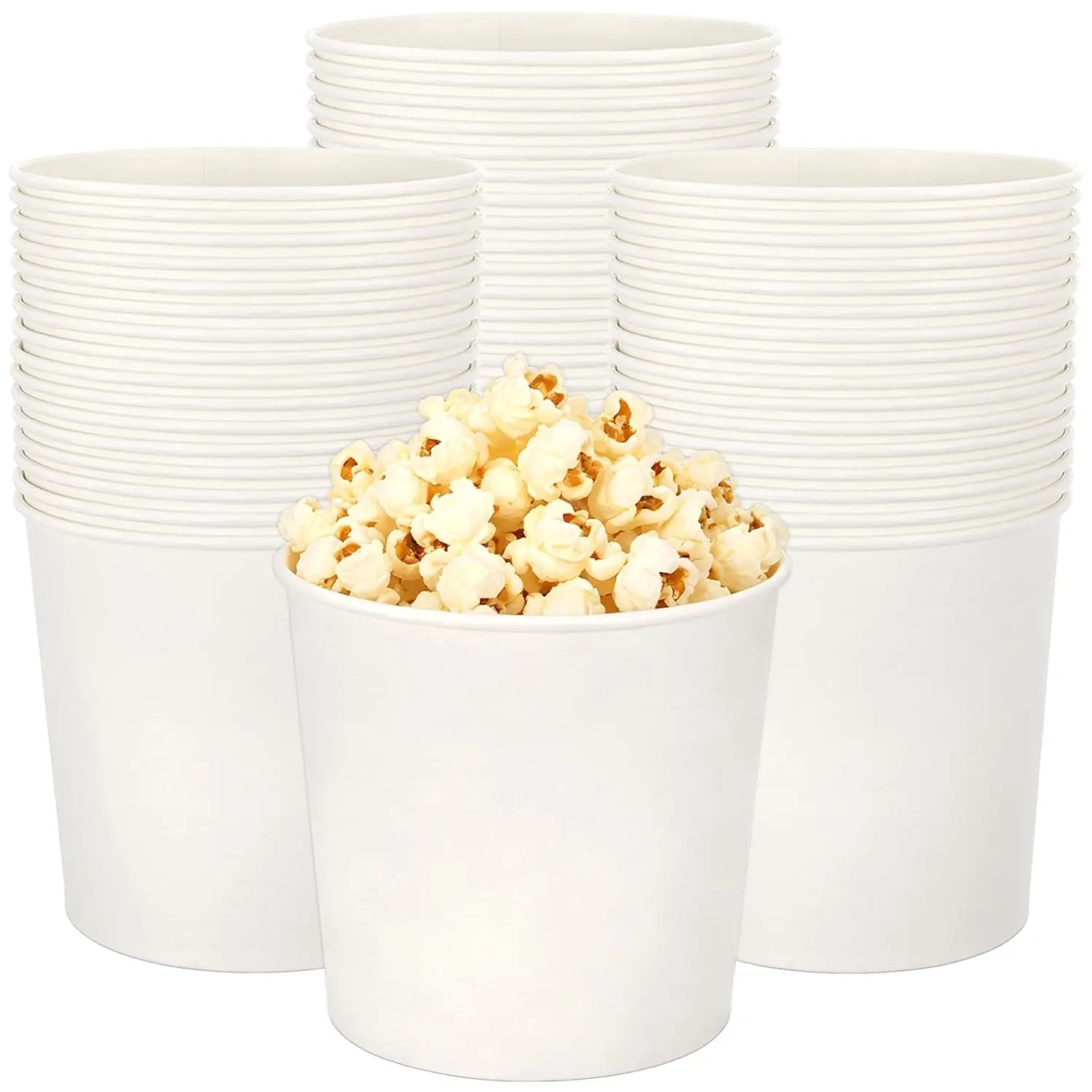 35 Pack Disposable Paper Popcorn Bucket, 85 oz Large Capacity Popcorn Bowl, Leakproof and  Resistant Paper Container for Movie Night, Parties, Events, Carnival, Theater, Concession Stand