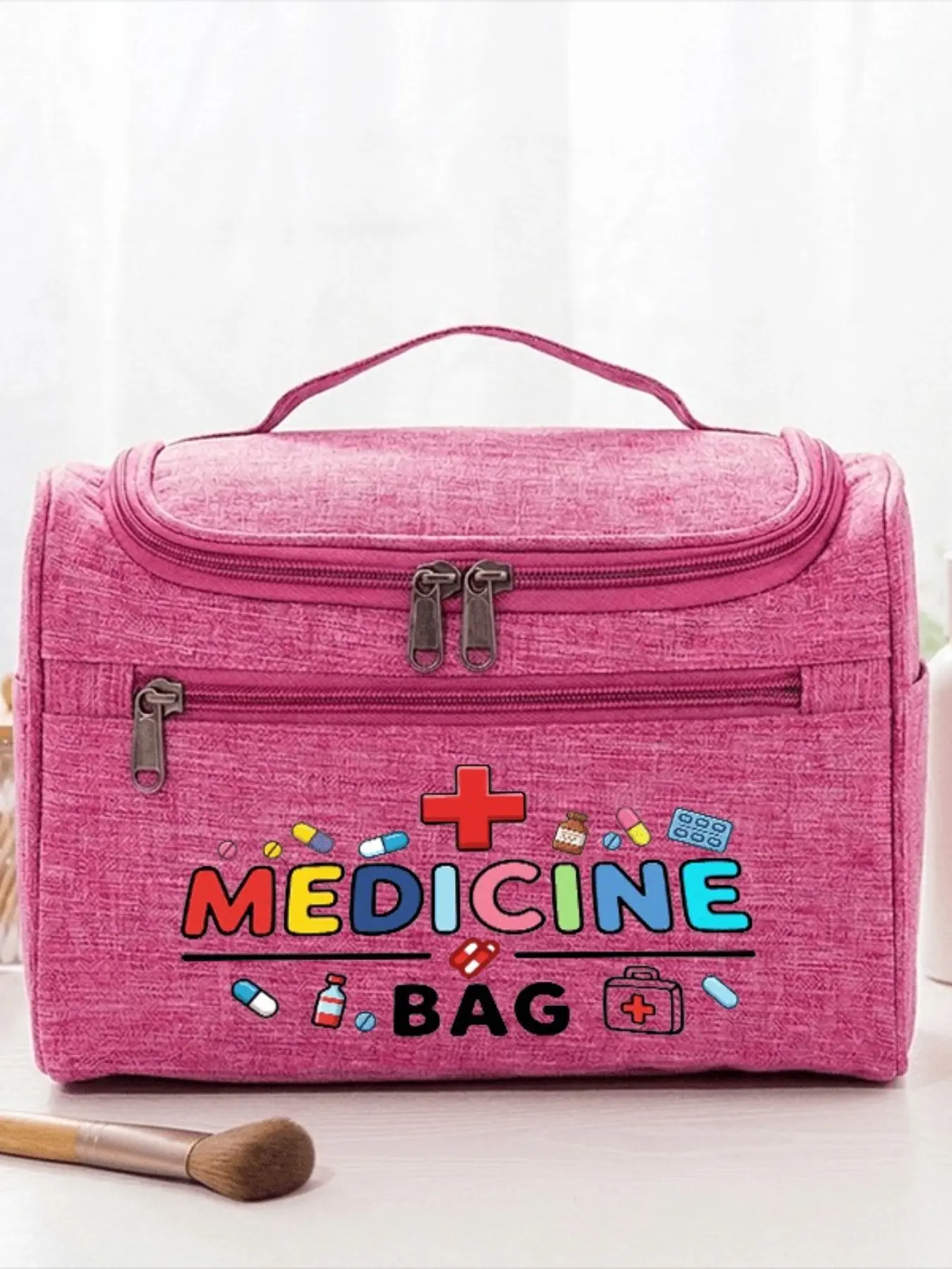 Portable Large Capacity Travel Toiletry Bag, Multi-Pocket Medical Cosmetic Organizer, Hanging Design, Multifunctional Hanging Bag, Perfect Gift for Mom and Elderly
