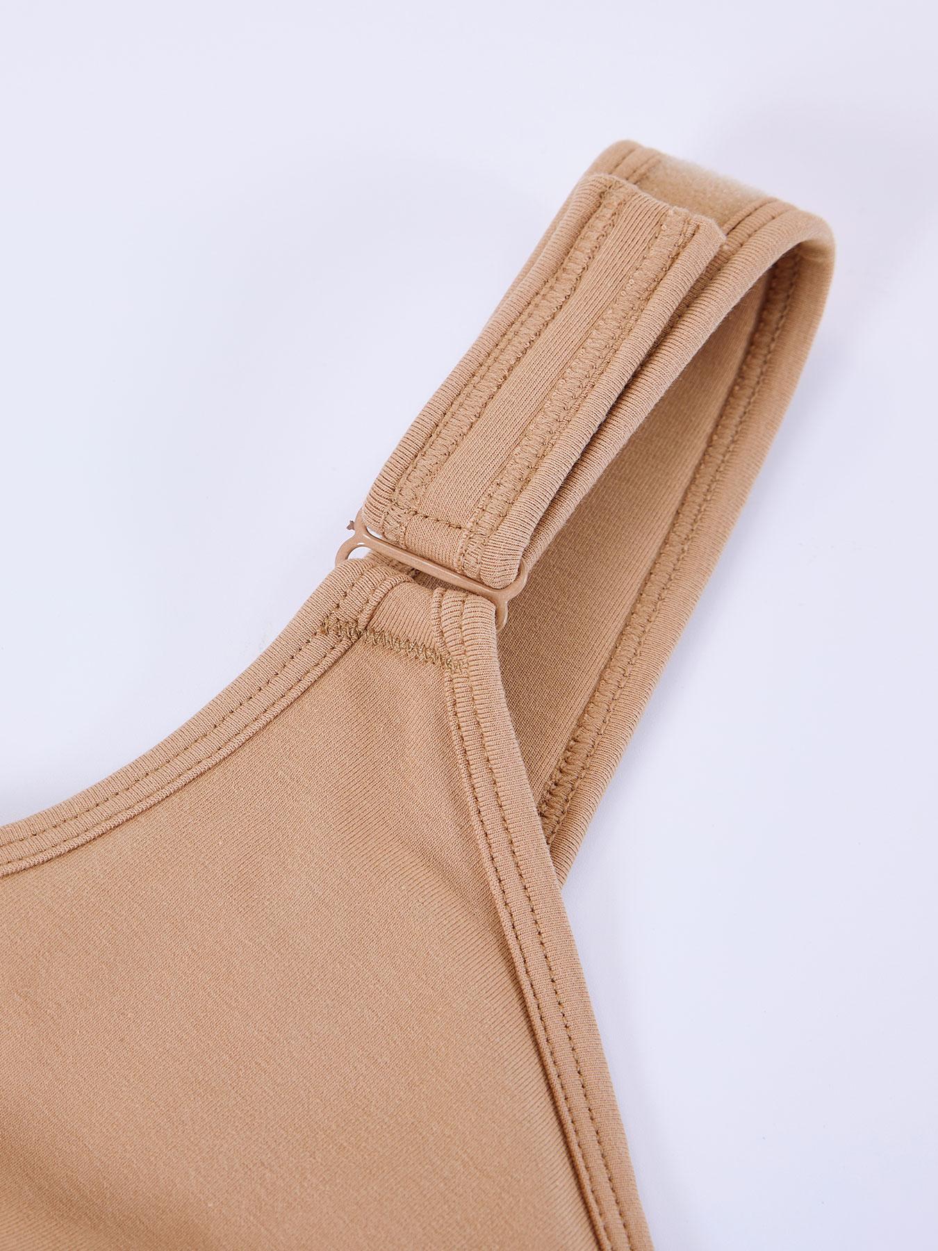 Women's Full Coverage Wireless Bra, High Elasticity Cup, Adjustable Wide Straps, Front Zipper Design, Casual Daily Wear