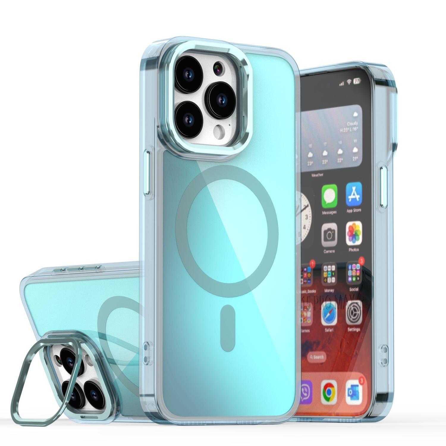 Oceantree For iPhone 17 16 15 14 13 Pro Max Gradient Laser Case Magnetic Camera Stand Cover Translucent Matte Case  Mag Safe with Camera Lens Glass Protective Cover Aluminium Protection Shockproof Wireless Colorful Protector #MothersDayGift#SummerVibes