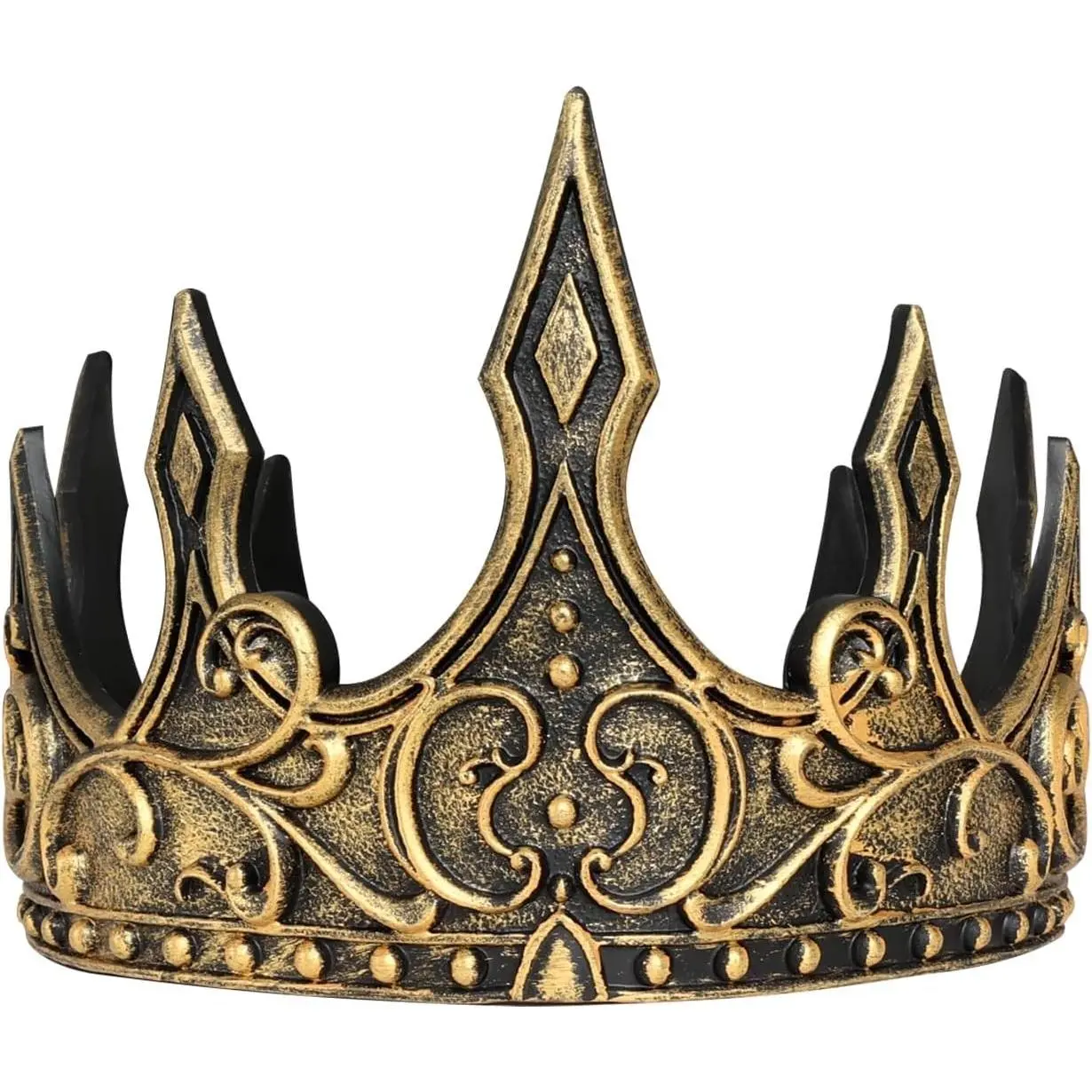 Soft King Prince Crown, Adjustable Royal Medieval King Costume Accessory for Halloween Cosplay, Gold(Gift)