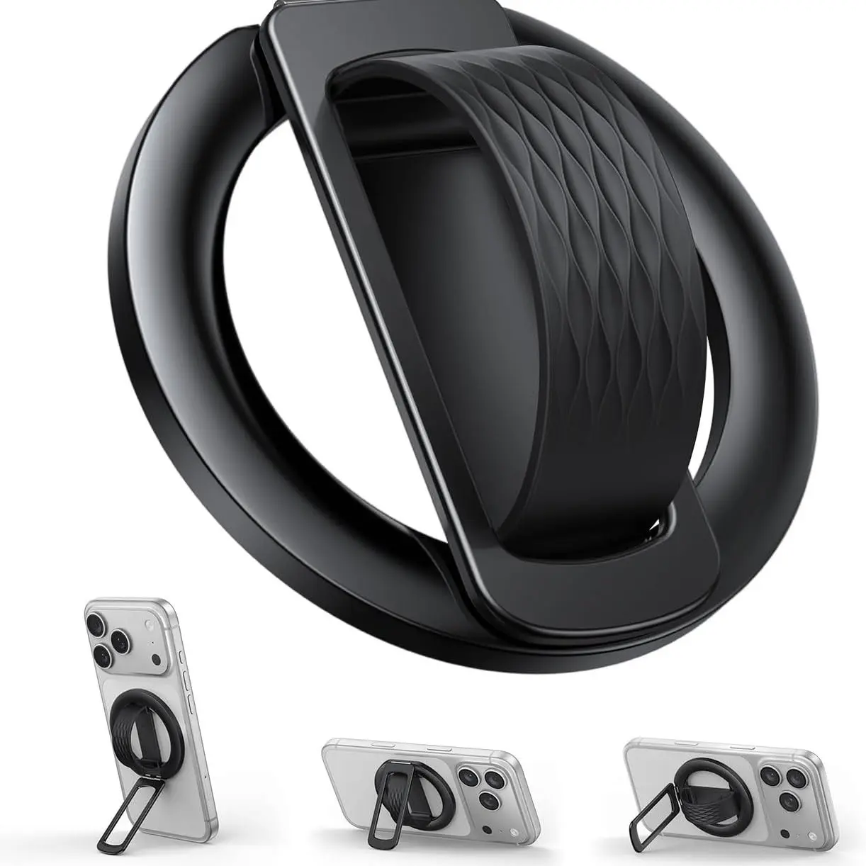 [Silicone Finger Loop] Magnetic Phone Grip for MagSafe, Compatible with Magsafe, [Zinc Alloy] Stand Kickstand, Magnet Cell Phone Ring Holder for iPhone 12-17 Series & Androids, Hands-Free Holder for TikTok, Netflix, Video Calls, Office