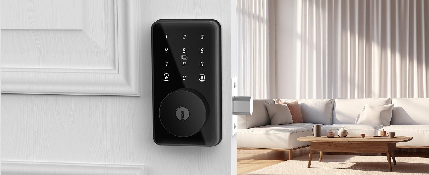 Lock, Door Lock for Front Door, 6 Code Door Lock with, Bluetooth Deadbolt, App