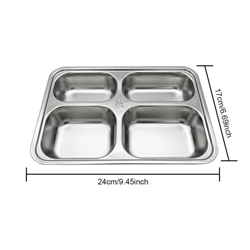 Stainless Steel Snack Container, 3 Counts/set Multi-grid Lunch Box with Lid, Reusable Adult Lunch Container for Home Travel