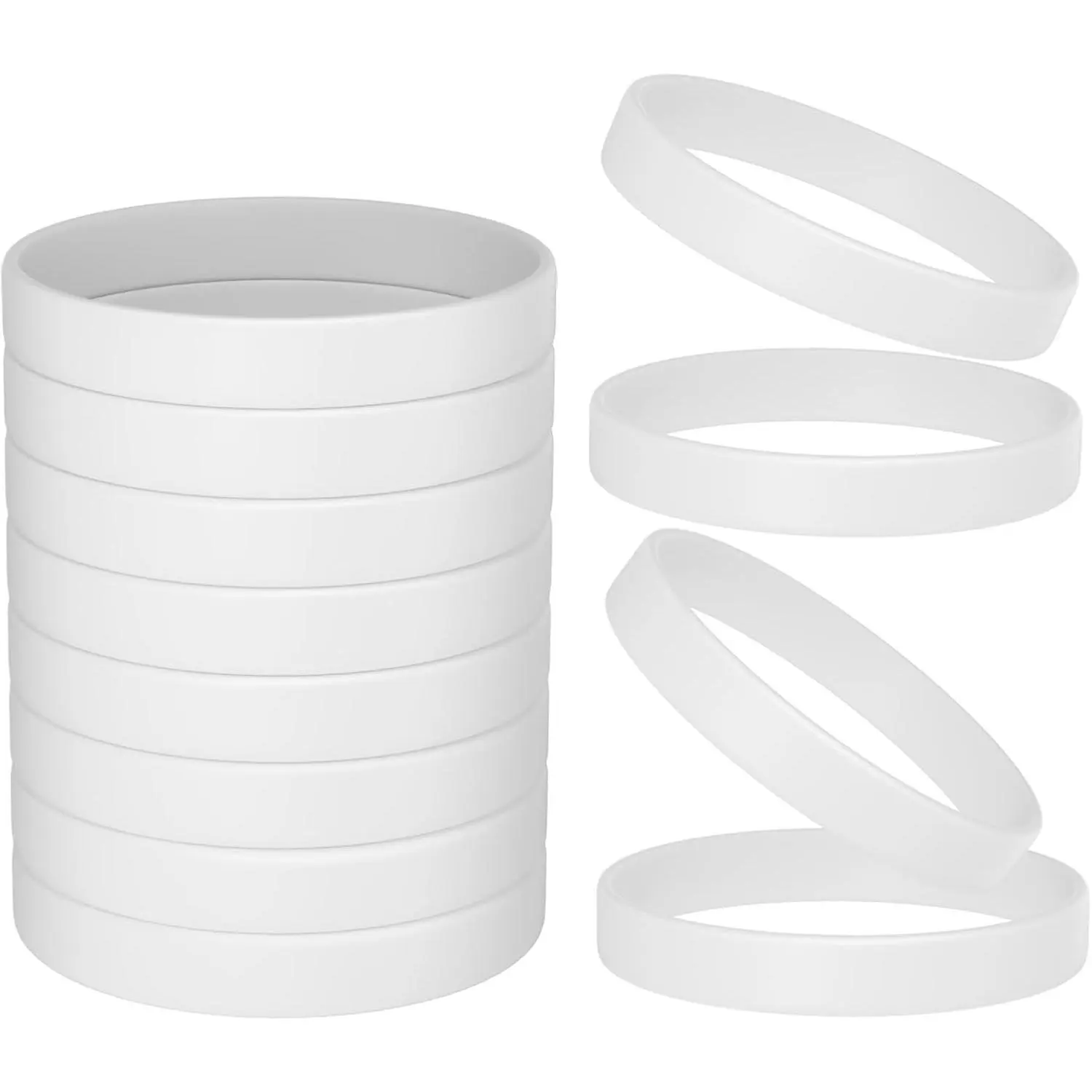 12 count  Bracelets- White Color Blank Rubber Wristbands for Adults Teen Party Favors