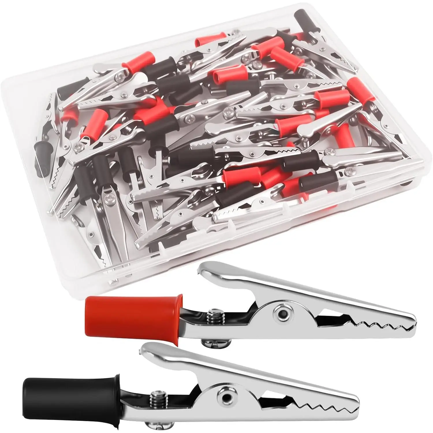 50PCS Small Alligator Clips Electrical Test Clamps with Plastic Hands | Red and Black Kit (25 Red, 25 Black) for Wires and Joints