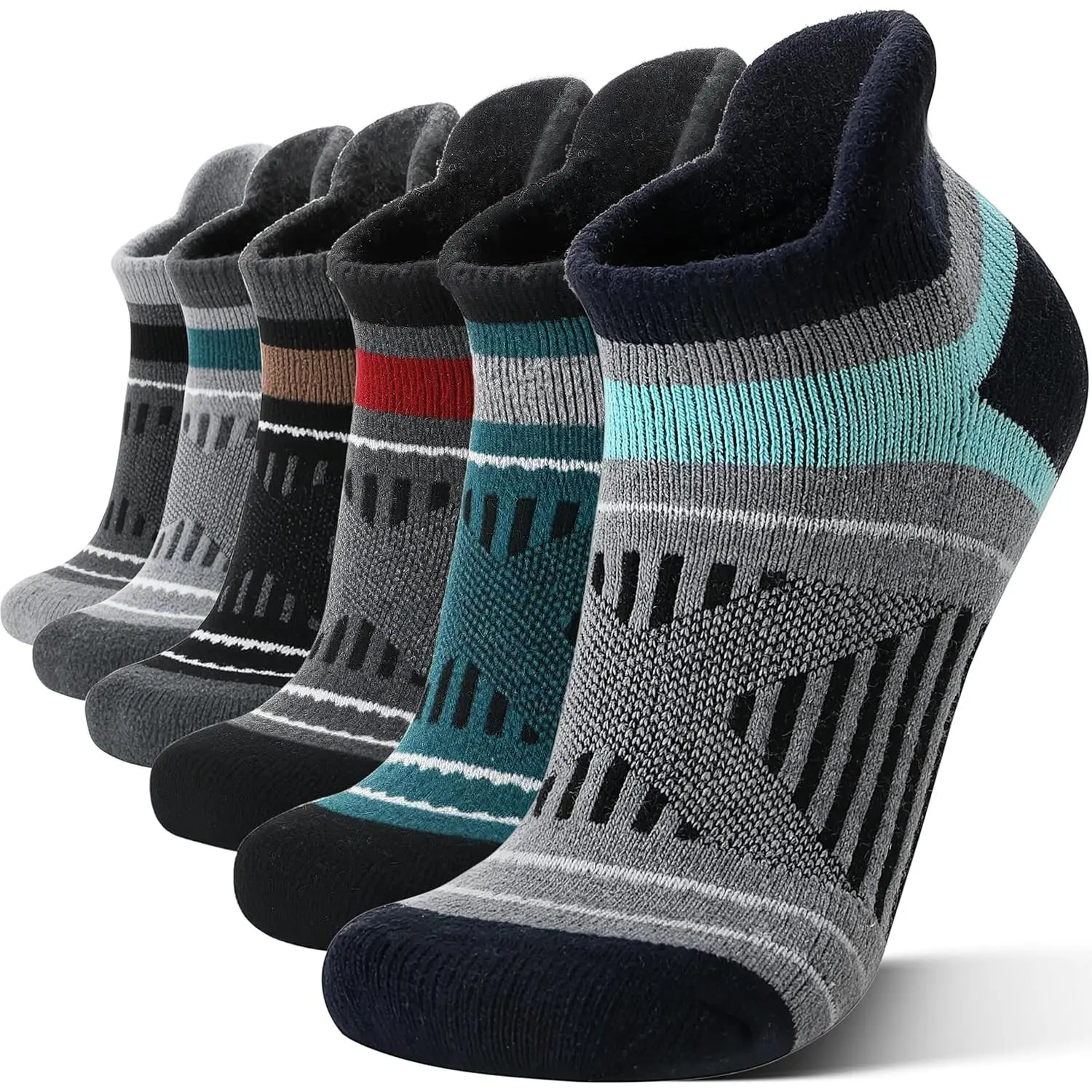 6 Pairs Merino Wool Ankle Hiking Running Socks Compression Support Thick Cushion No Show Socks  Men Women