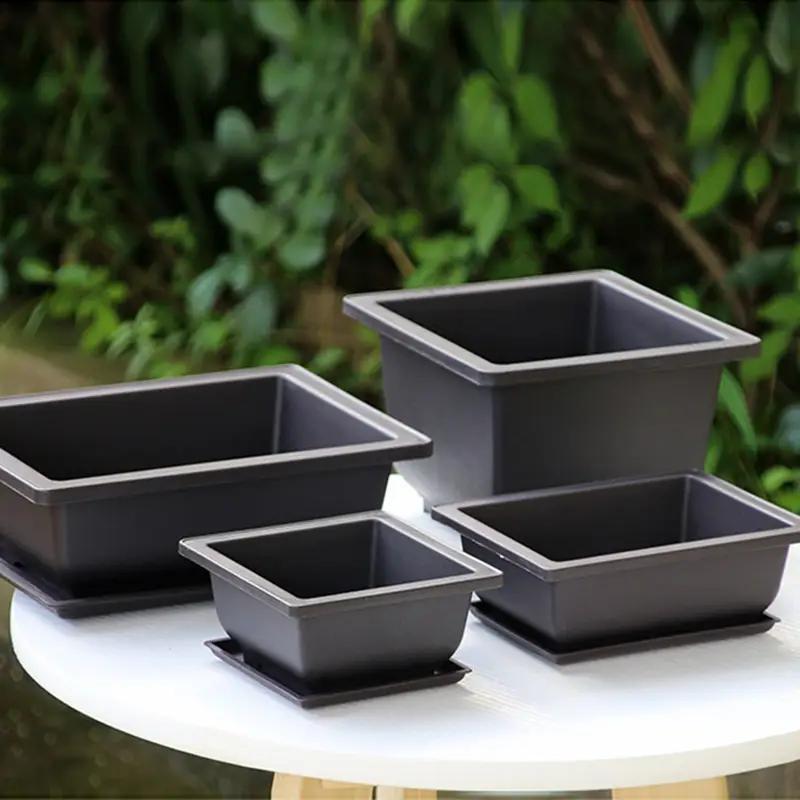 Bonsai Pot, Rectangular Square Planter, Succulent Plants Pots, Outdoor Planters, Outdoor Garden Landscape Bonsai Pot, Garden Supplies
