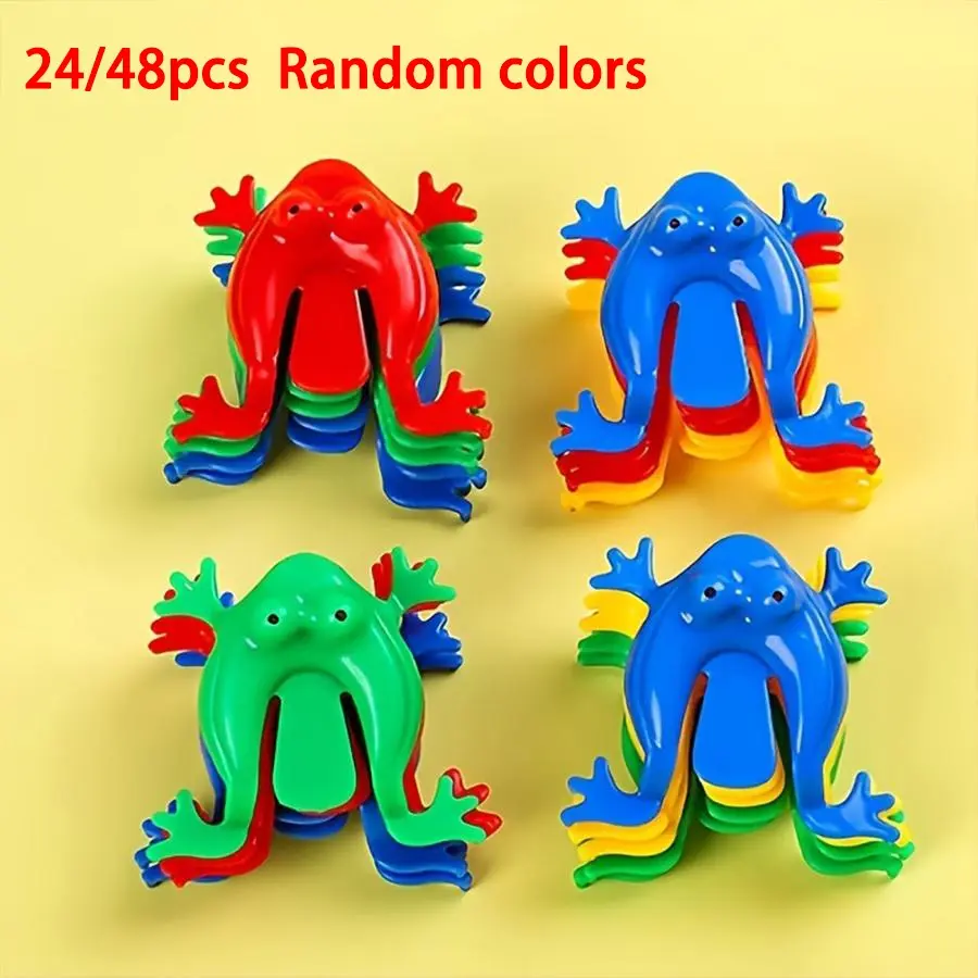 24/48pcs Colorful Bouncing Frogs Interactive Family Game, Plastic Frog Toys for Kids, Random Colors, Fun Playtime Accessories, Interaction