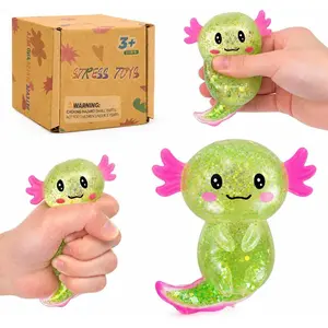 Axolotl Squishy Toy, Soft Stretchy Sensory Fidget Toy, Cute Long Tail Axolotl Stress Relief Squeeze Toy for Kids and Adults, Desk Toy Gift(Green)