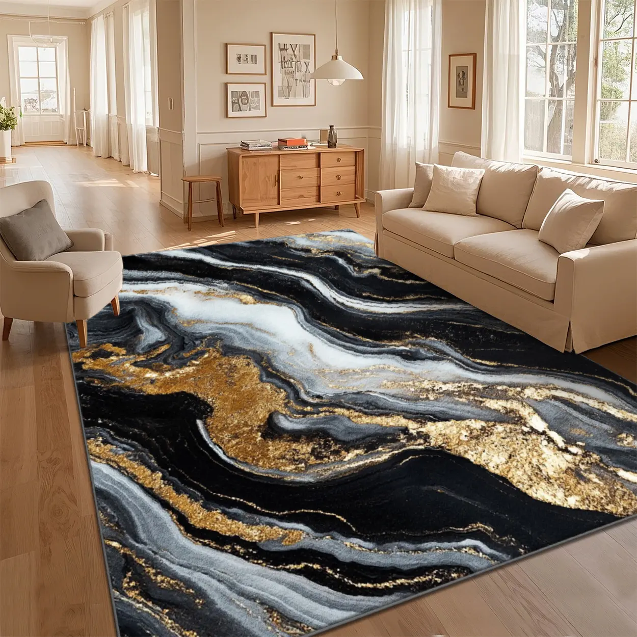 Local Delivery Multi Sizes Velvet Black White Gold Swirl Luxury Marble Fluid Rug Washable Non Slip Boho Farmhouse Runner Nursery Indoor Decor Rug