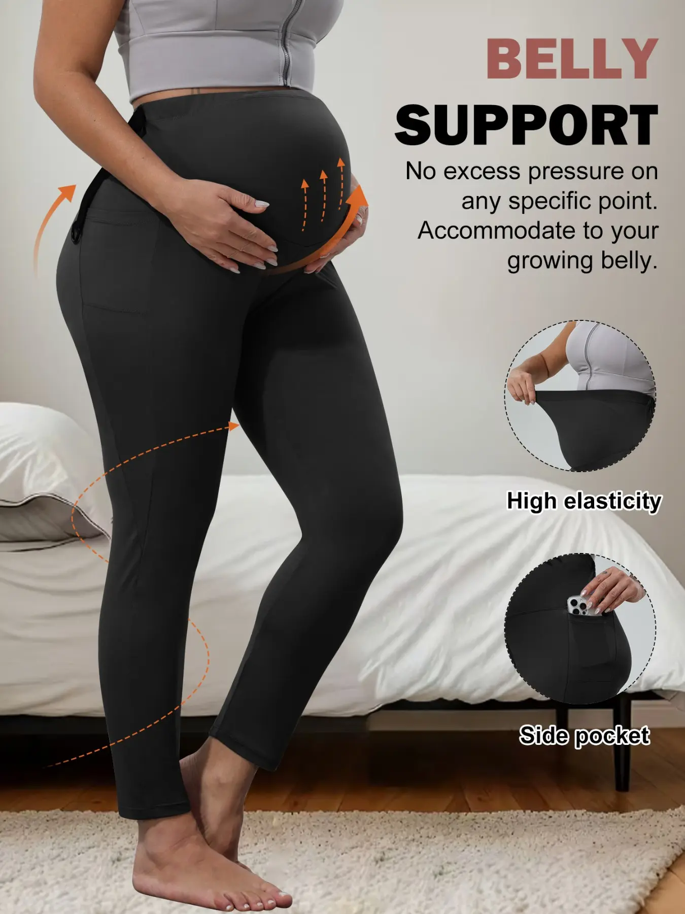 Adjustable Waist Elasticity Maternity Pants, Comfort Fit for Pregnant Women, Fashion Pregnancy Clothing for All Seasons