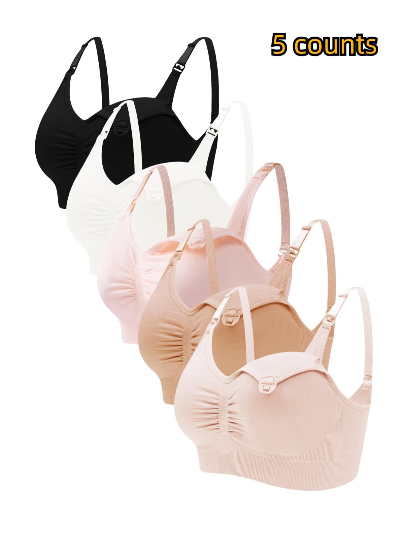 Women's Solid Ruched Adjustable Strap Nursing Bra, Seamless Padded Wireless Pregnancy Maternity Bra, Maternity Lingerie for Daily Wear