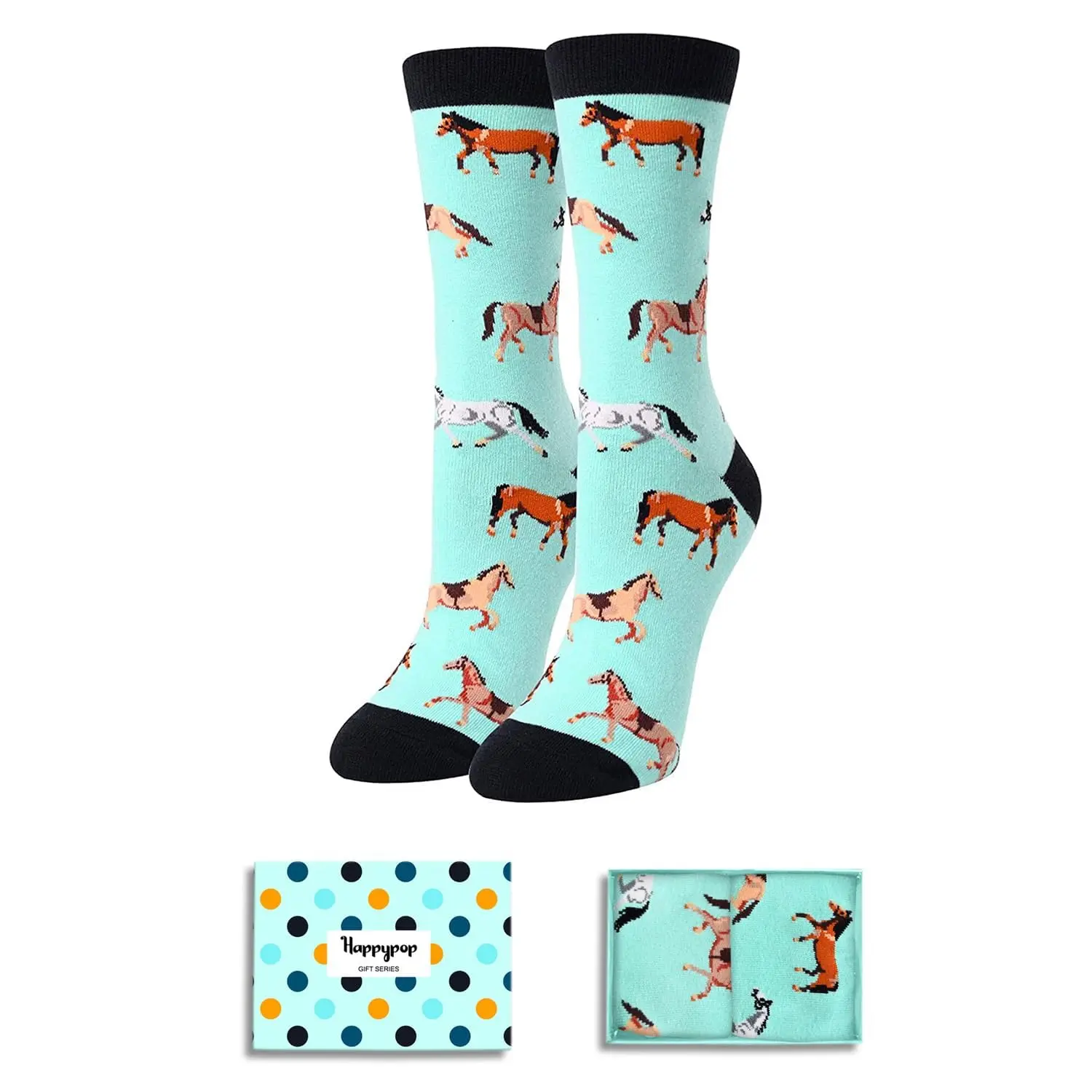 HAPPYPOP Women Funny Horse Gifts for Girls Horse Gifts Equestrian Gifts, Novelty Horse Riding Socks Equestrian Socks