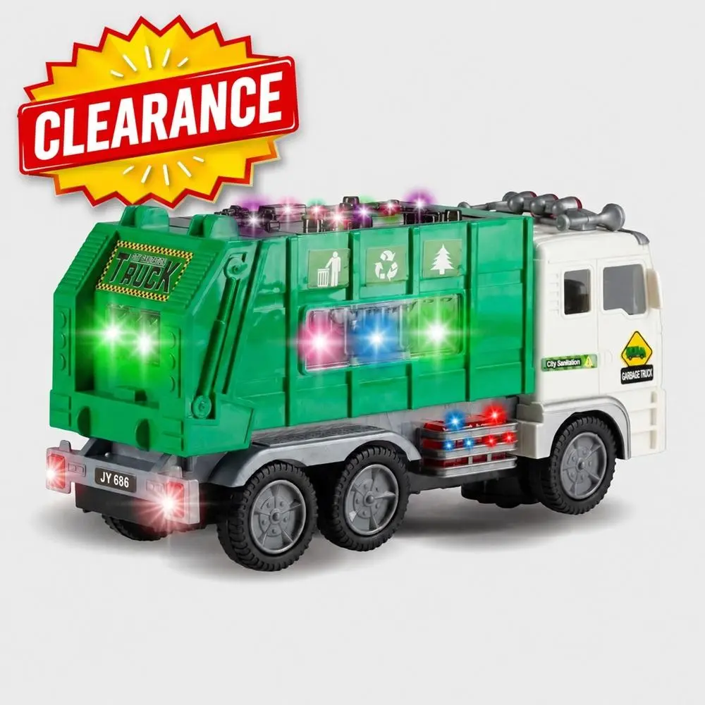 Electric Garbage Truck Toy with 4D Flashing Lights & Realistic Sounds – Bump & Go Sanitation Truck, Battery Operated Vehicle for Toddlers & Kids Educational City Service Toy