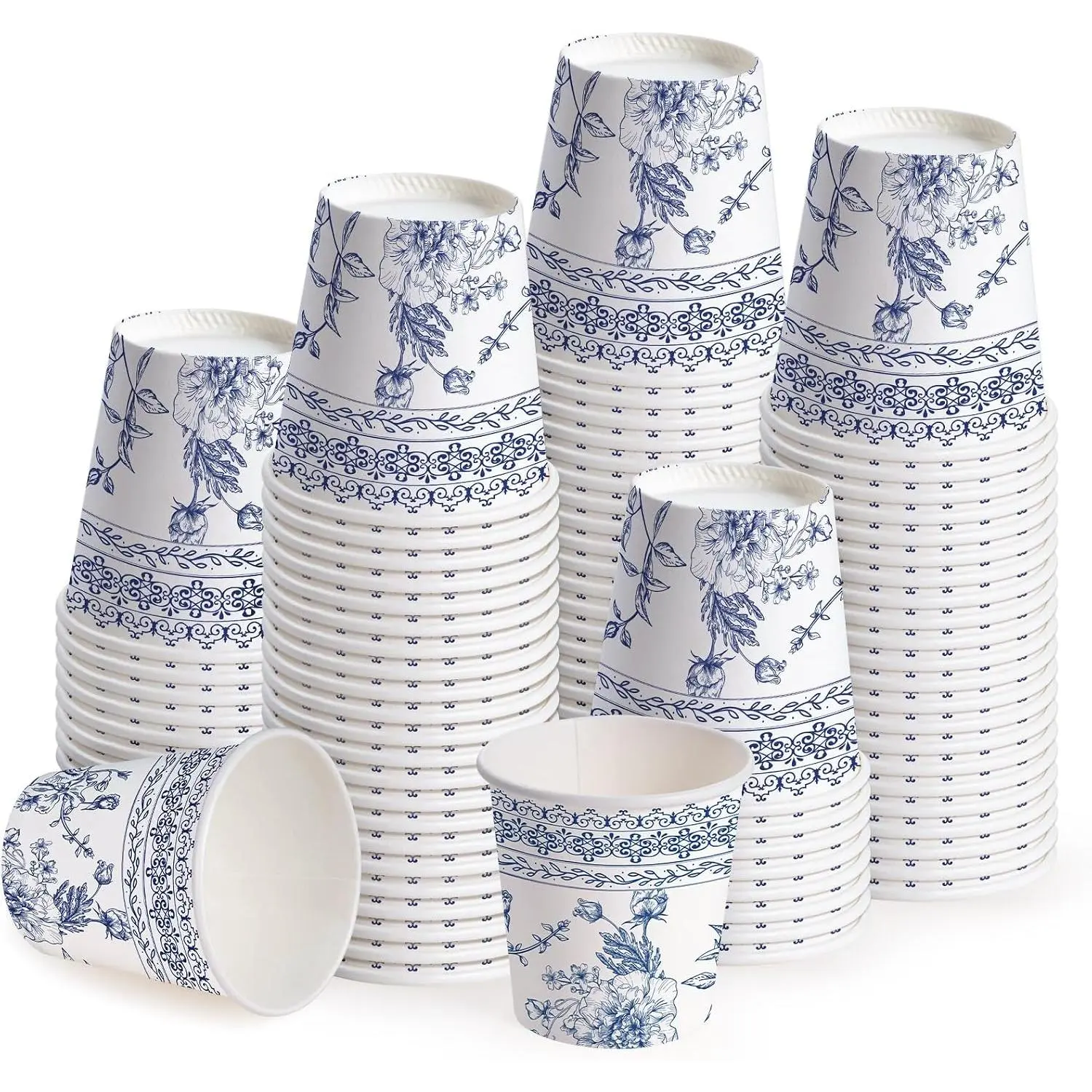 3oz Rose Floral Bathroom Cups - 100 Pack Disposable Paper Cups
