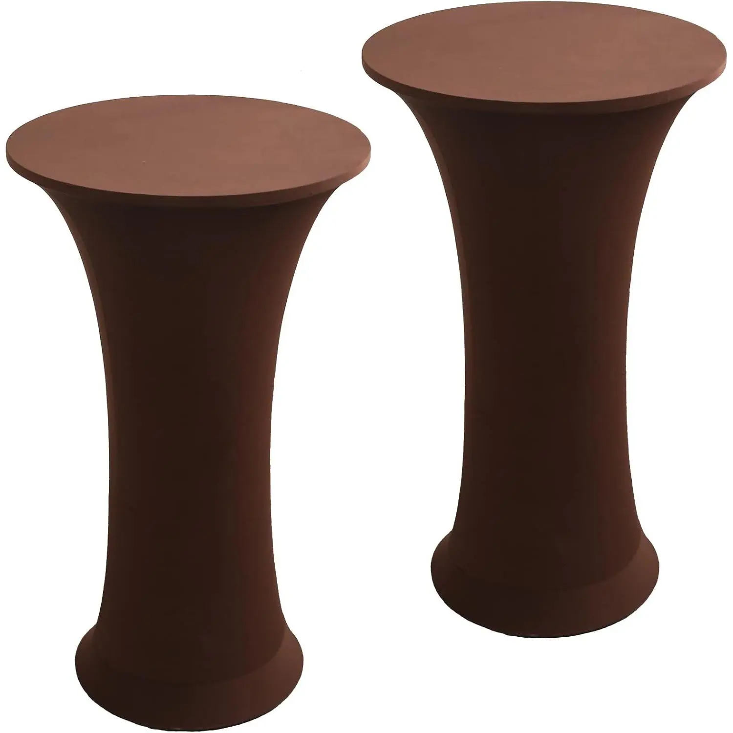 Table Covers - 2 Pack 24"x43" Fitted Highboy Table Cloth - Brown | Stretch Spandex High Top Round Tablecloth for Bar, Pub, Wedding, Party, Banquet