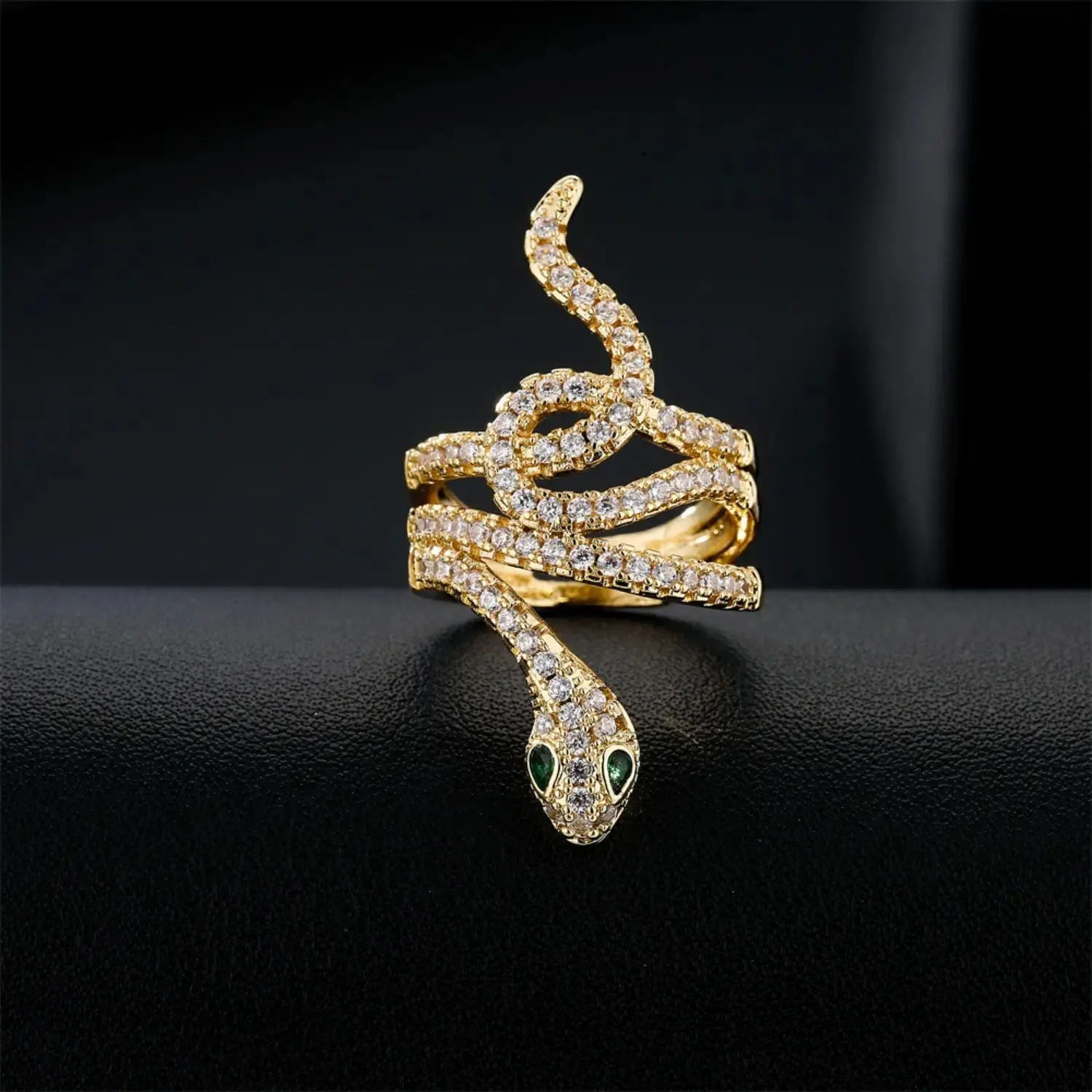 Stainless Steel Snake Bite Ring for Women, Gold Open Adjustable Cubic Zirconia Ring, Vintage Gothic Aesthetic Sports & Outdoor Accessory Jewelry, Snake Bite Rings