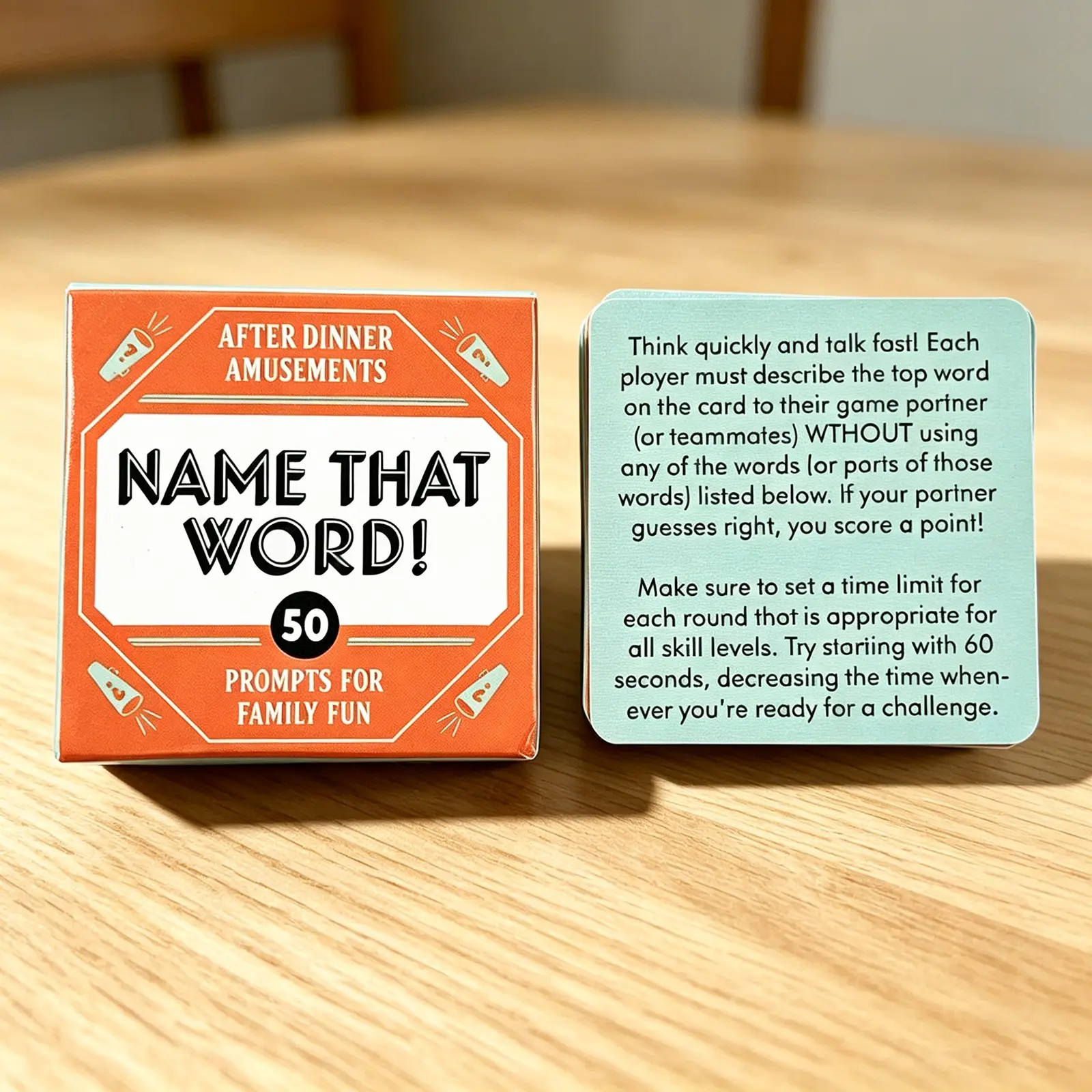50 Fun Clue Cards Game Box, Perfect for Group Play, Quick Paced Party Starter, Portable Entertainment, Family & Friends Gathering Essential