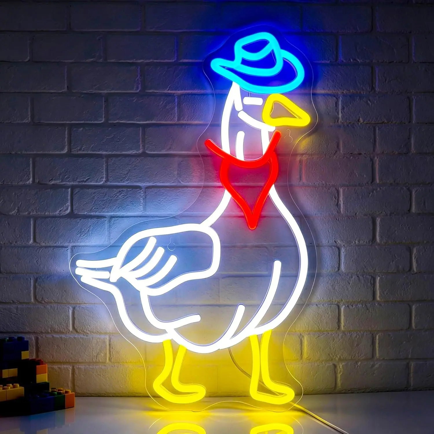 Cowboy Goose Neon Wall Decor, Adjustable Brightness, USB Powered, Animal Neon Art, Ideal for Bar, Nightclub, Party, Bedroom, Living Room