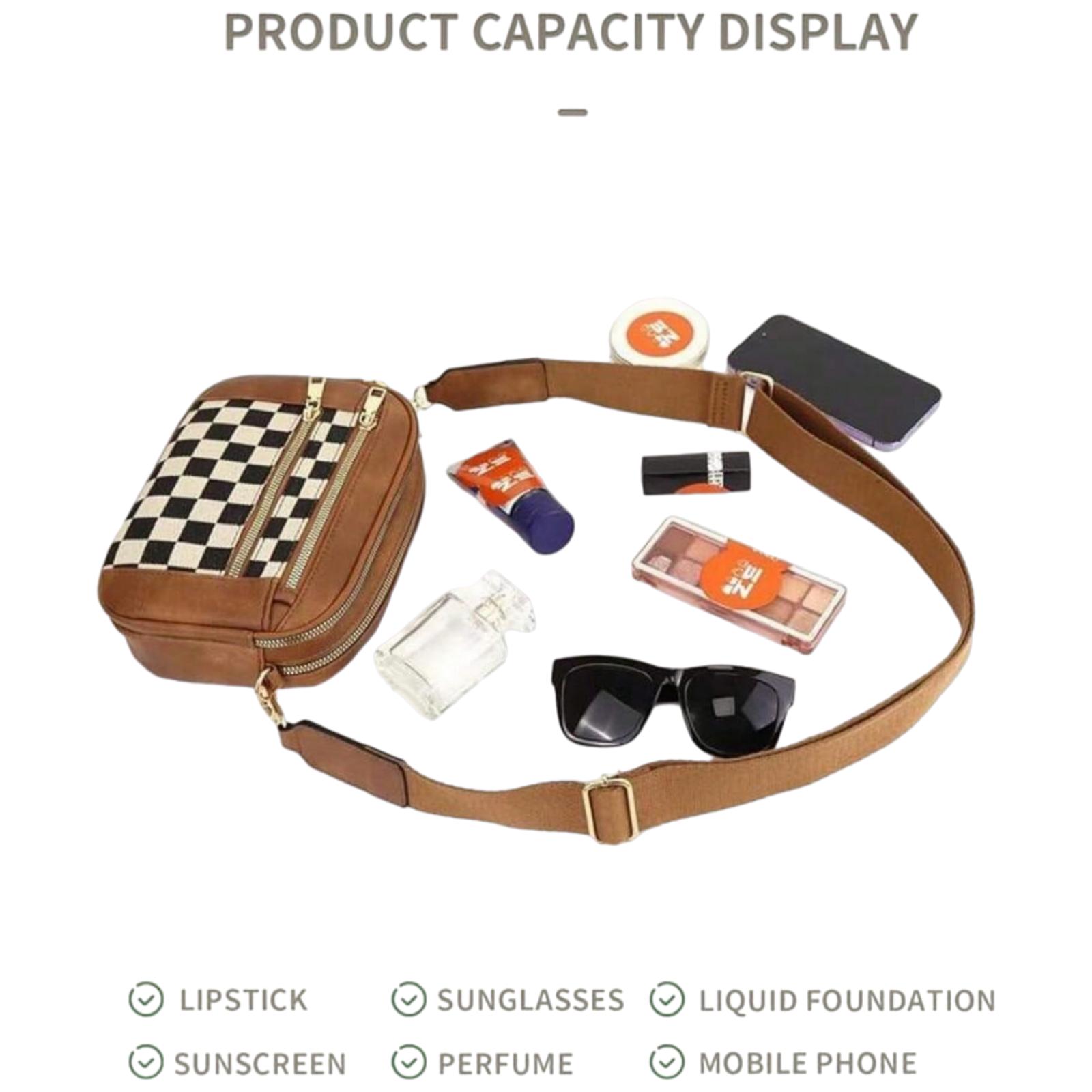 Women's Crossbody Bag, Compact & Fashionable Pure Vegan Leather Adjustable Shoulder Strap, European & American Color Scheme, Multi-Functional Zipper Crossbody Bag, Square Bag, Suitable For Outings, Dates, Shopping And Other Occasions.