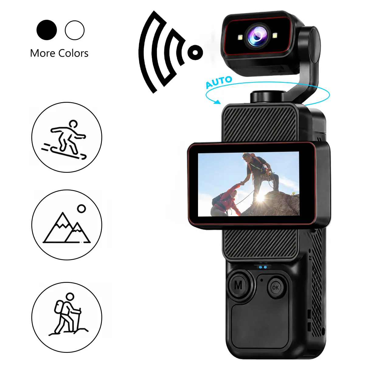 Vlogging Camera, HD Wearable Action Camera with wide-angle framing, WiFi Connectivity, Compact Vlog Camera for Beginners, 6X Digital Zoom, Loop recording for Content Creation