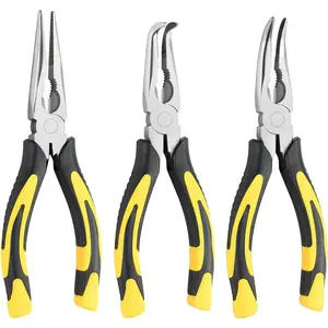 3pcs 8inch Reach Needle Nose Pliers Set, Includes Straight, 45°&90° Bent Nose Pliers for Narrow Spaces