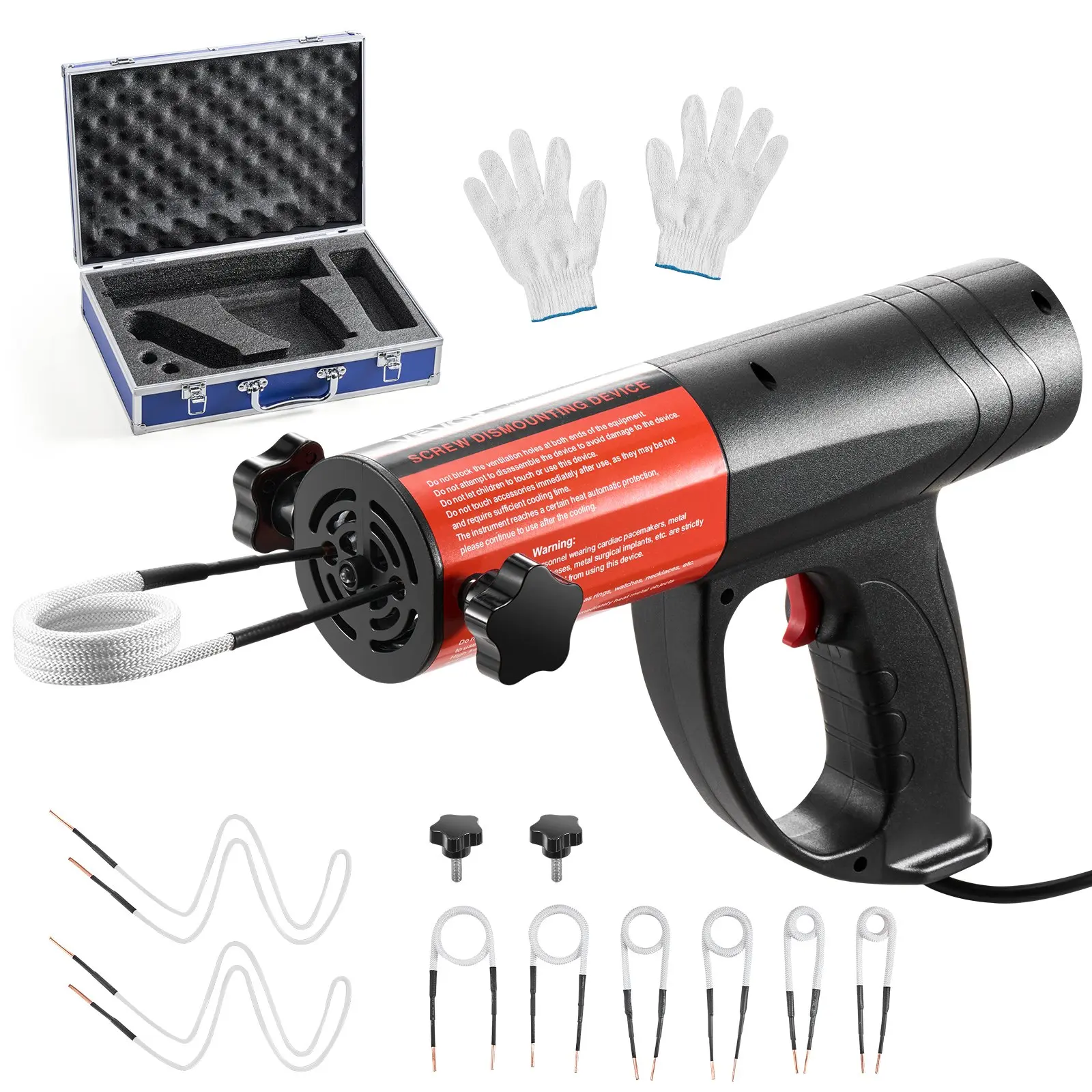VEVOR Induction Heater Bolt Removal, 1500W 110V Magnetic Induction Heater Kit, Handheld Nut Buster Tool for Rusty Screw Removing, Car Garage Repairing Tools with 8 Coil and Box