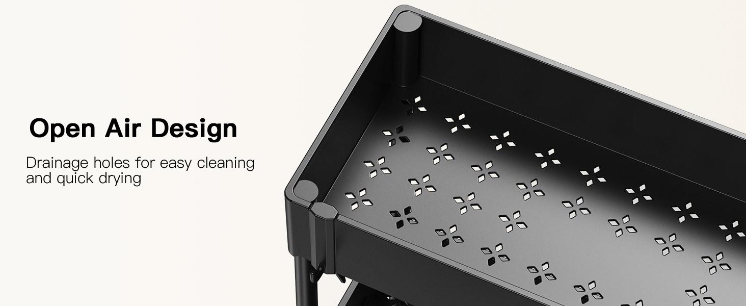 Slim Storage Cart with Wheels - 3 Tier Bathroom Organizers and Storage Cart - Rolling Carts for Bathroom, Kitchen, Narrow Space, Laundry Room,Black