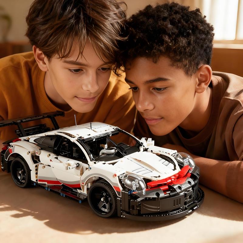 【1:10 50cm/19.7in】Technic Race Car Model Building Kit Advanced Replica Exclusive Collectible Set Gift for Kids Boys & Girls Aerodynamic Bodywork Black Spoked Rims Working Differential