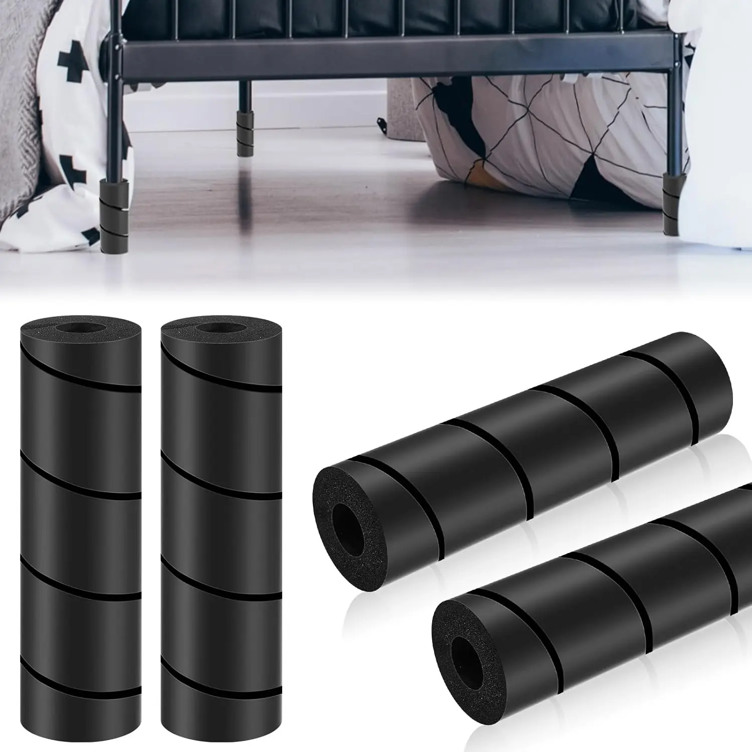4 Pcs 6" Black Bed Frame Toe Protectors Bed Frame Leg Covers Feet Protectors Protect Your Toes from Hard Furniture Legs Corner Guards No Adhesive or Glue Needed