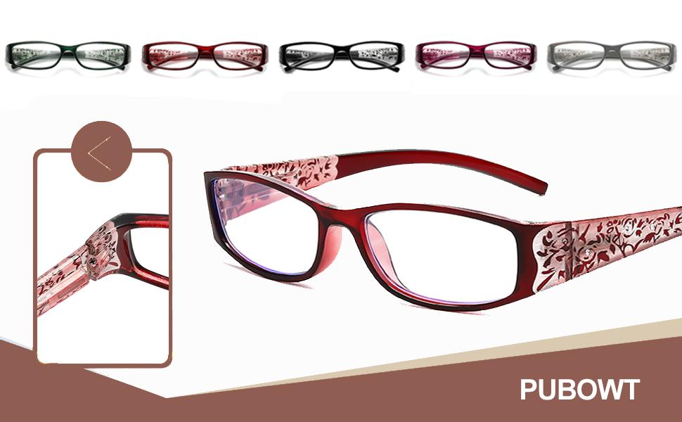 Reading Glasses Women Rhinestone Computer Reader Stylish Spring Hinge With Laser Pattern Diamond Eyewear 5 Pack PT2003