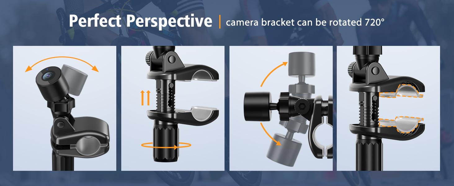 Handlebar Bike Mirror, Bicycle Rear View Camera with 4.3'' HD Night Vision Function, 145° Wide Angle View, Adjustable Rotatable Bracket, Compatible with Bicycle, Mountain, Road Bike