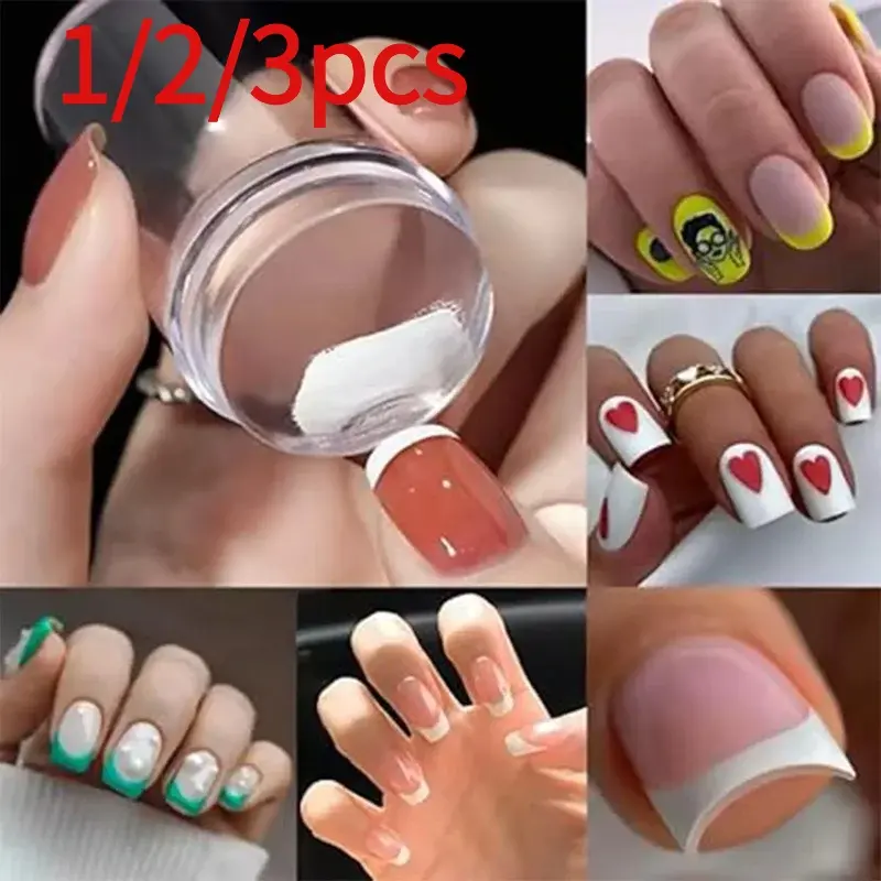 1/2/3pcs Nail Polish Jelly Silicone Printing Stencils French Nail Tip Stencils Templates with Scraper Nail Art Tool Set