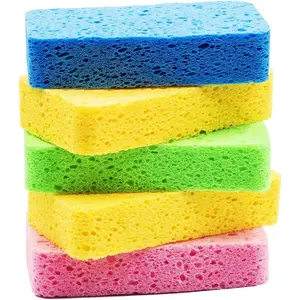 Large Cellulose Sponges, Kitchen Sponges for Dish, Thick Heavy Duty Scrub Sponges, Non-Scratch Scrubber for Household, Cookware, Bathroom, Compressed Packaging (5 Pack)