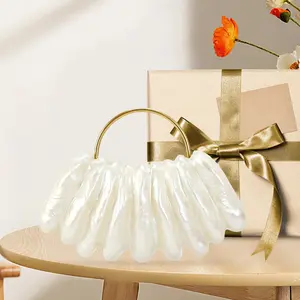 Elegant Shell-Shaped Acrylic Purse with Detachable Chain,Luxury Acrylic Purses for Women, Evening Bag with Detachable Chain, Unique Shell Shaped Handbag for Wedding, Party