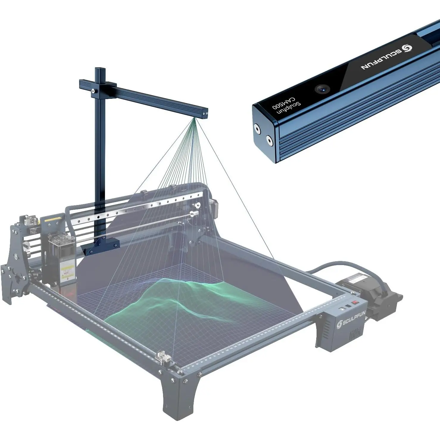 SCULPFUN CAM500 Industrial Lightburn Camera for Laser Cutters - Precise Positioning, HD Recording, Image Tracing, Time Lapse, 400x400 Working Range, Compatible with S6/S9/S10 3D Printing & Office Equipment