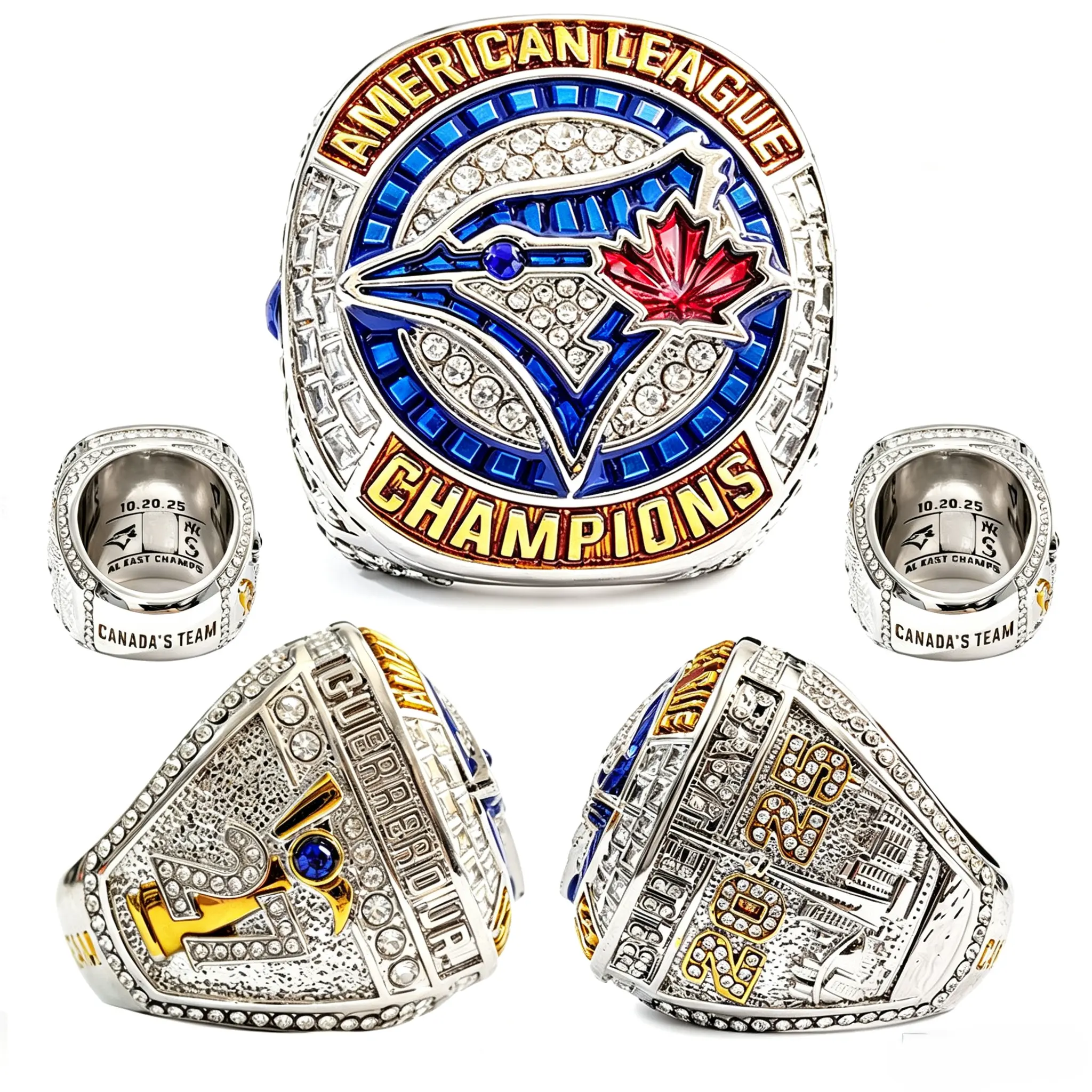 2025 Toronto Baseball Championship Replica Jewelry Ring - Unisex Size, Crystal Studs, Sparkling Statement Band, Classic Commemorative Sports Fan Accessory for Game Day, Birthday Gift, Jewelry Rings