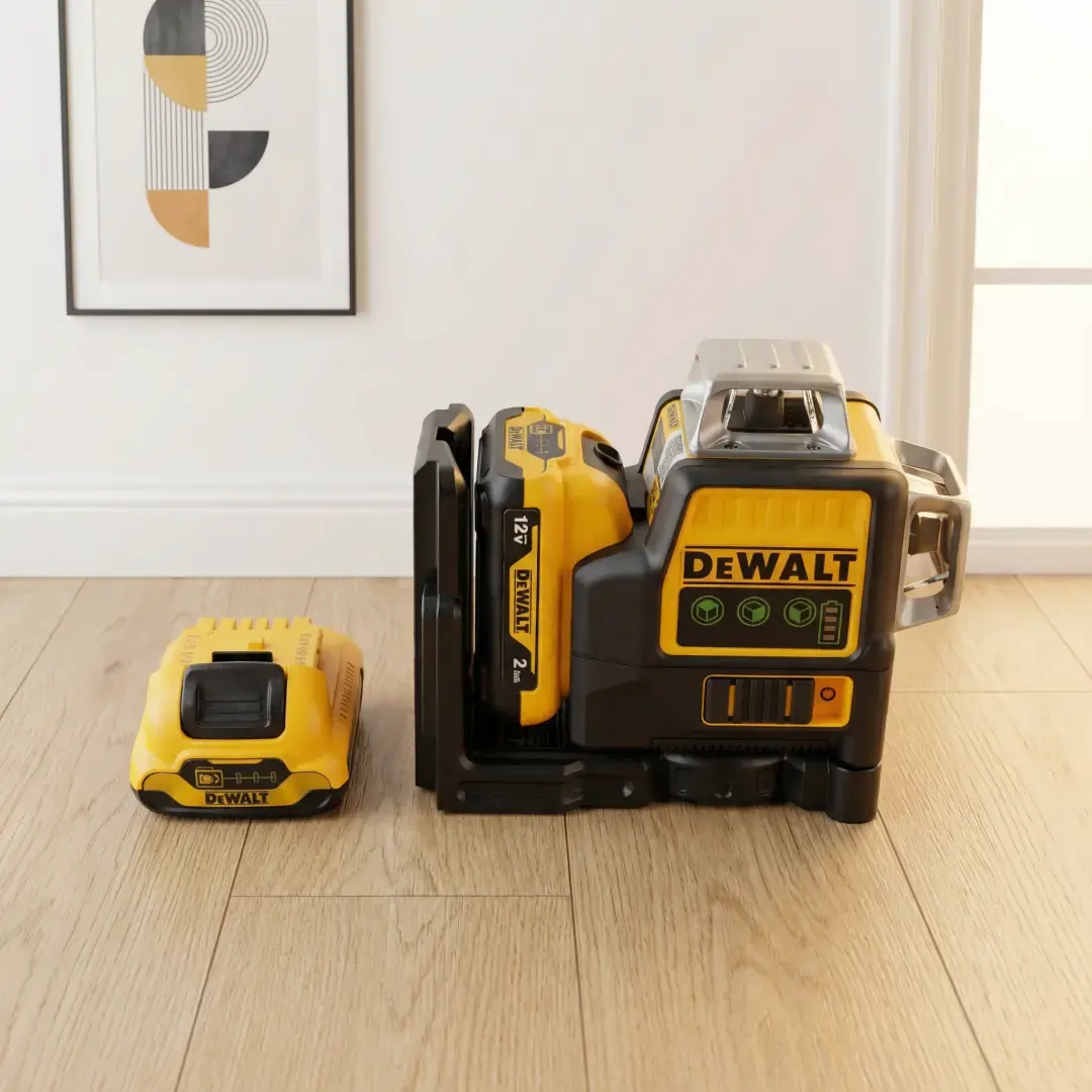DEWALT DW089LG 12V Lithium Rechargeable Multipurpose Laser Level - 12 Lines, 3-Side 360-Degree Vertical Laser & Horizontal Multitool Accessory for Outdoor Leveling, Rechargeable Laser Level