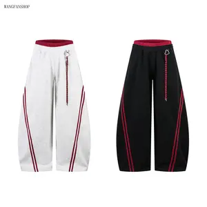 Unisex Oversized Side Stripe Baggy Wide Leg Joggers, Soft Breathable Casual Streetwear Sweatpants, Loose All Season Bottoms for Daily Loungewear & Father’s Day Gift Outfits