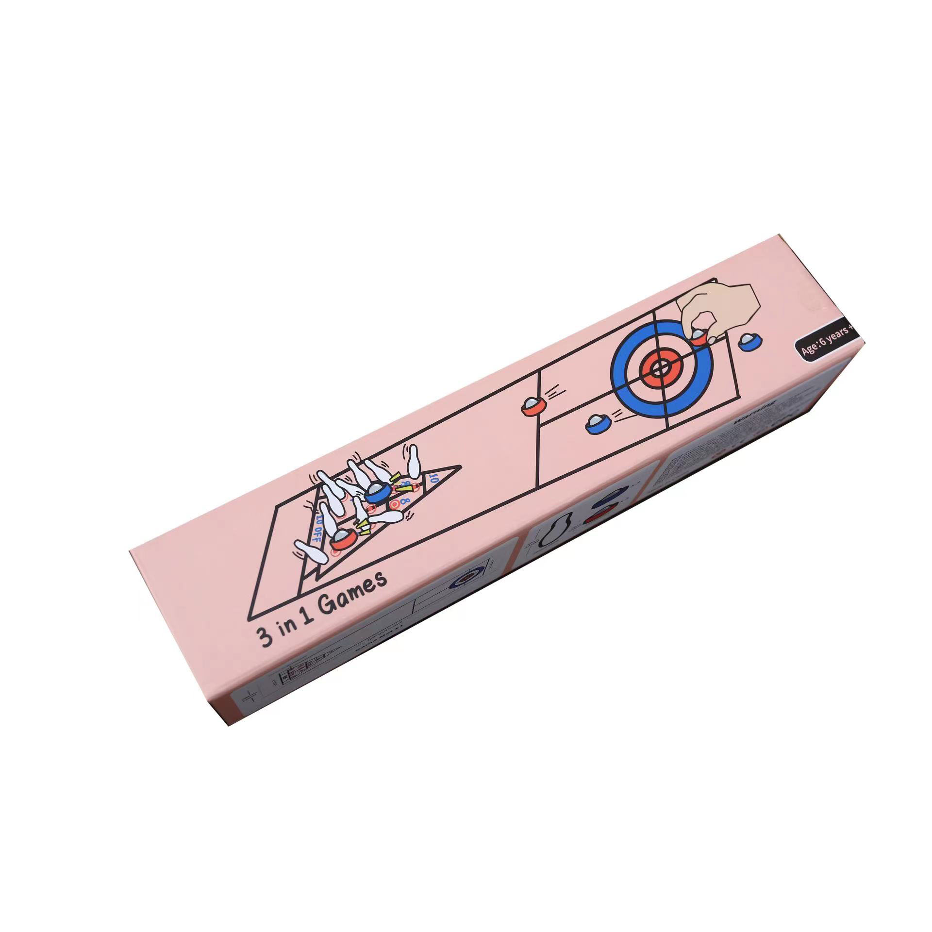 3 in 1 Floor Game Kit, 1 Set Durable Family Fun Games, Tabletop Bowling Game Shuffleboard Set, Party Favors, Tablegame