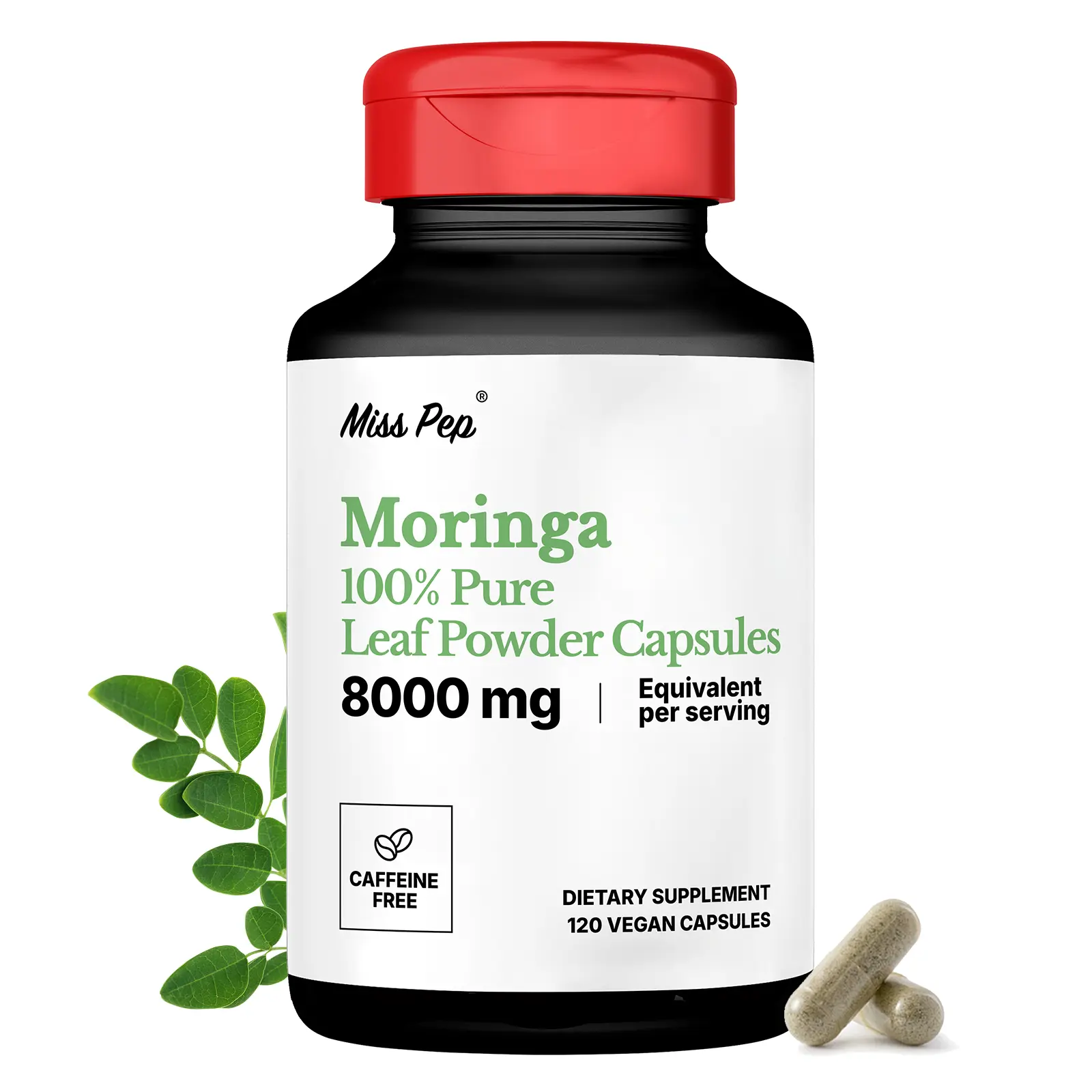 Misspep Moringa Leaf Powder Capsules - 8000mg 10:1 Pure Extract, Vegan, Non-GMO, Gluten-Free Superfood Healthcare Supplement for Energy, Immune Health - 120 Capsules top daily plant-based