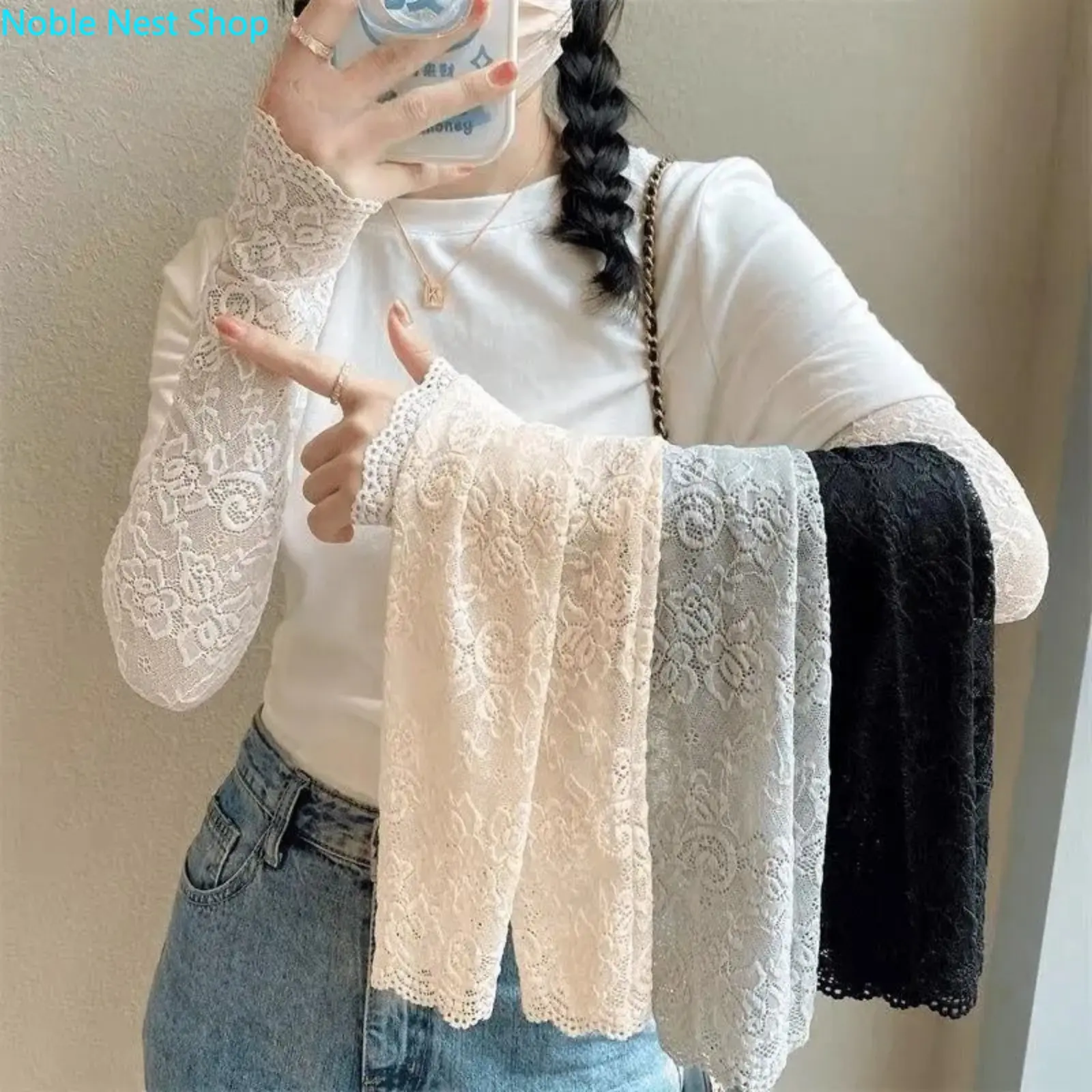 Women’s Floral Lace Arm Sleeves, Breathable Stretch Lightweight Sun Protection Cuffs, Elegant Sleeve Covers for Driving, Daily Wear and Party Fashion Outfits