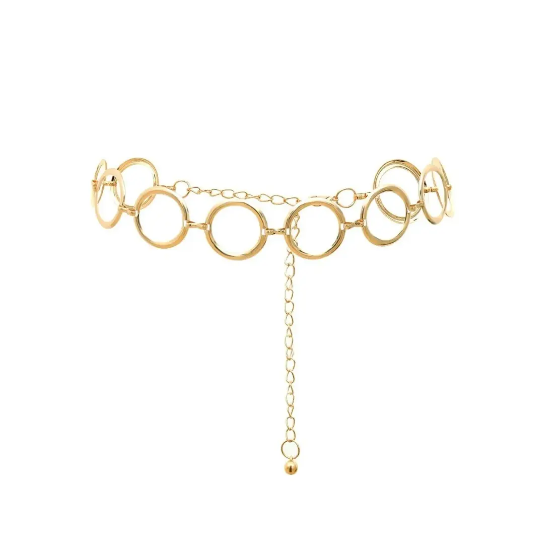 Waist Chain Circle, Gold Chain Belt Dangle Big Circles All Seasons Wear 109Cm Alloy Waist Chain Women Chic Body Jewelry Adjustable Waist Chain