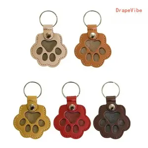 Leather Keychain With Pet Hair Storage Pendant, Cat And Dog Shaped Decorative Key Ring, Portable Practical Accessory For Pet Lovers