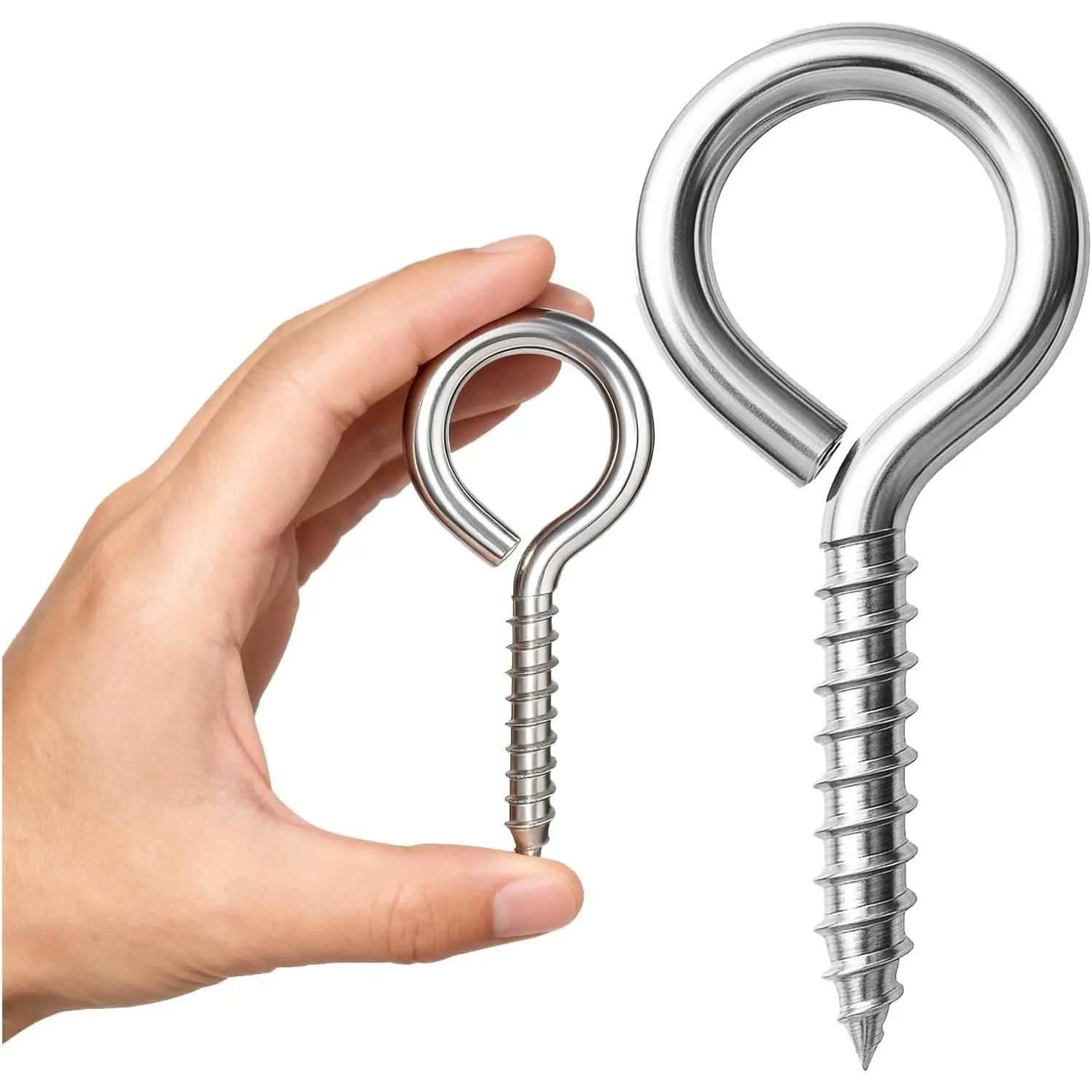 2 count 304 Stainless Steel Screw Eye Hooks, 4 Inch Eye Bolt Screws Heavy Duty Eye Hooks Screw, Screws  Load Bearing 500LBS for  Hammock, , Securing Cables Wire Indoor & Outdoor (2)