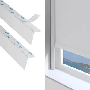 PVC Blackout Light Blocking Side Tracks for Window Shades & Blinds, Easy Install Light Blocker Strips for Bedroom, White, 58", 2 Pcs
