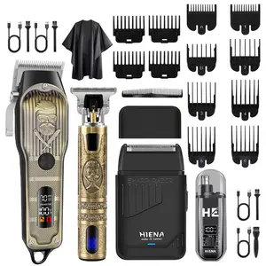 Home four in one grooming set, carving push and reciprocating shaver, alloy blade with silent and low-noise operation without pulling hair, easy to shape gradient oil head trend shape, supports USB portable storage, versatile for home, business and travel