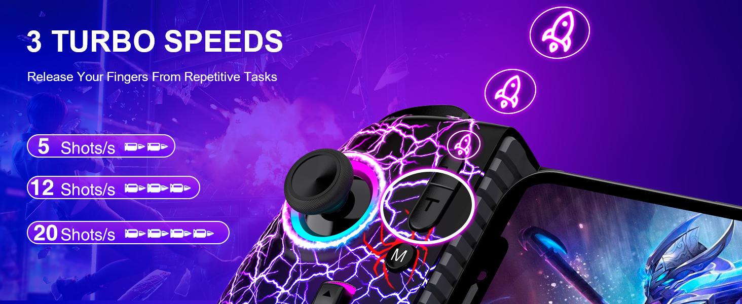 Full-Size Gaming Phone Controller for iPhone 15/16, Android Phone Tablet, Mobile Gamepad with Hall Trigger/Joysticks