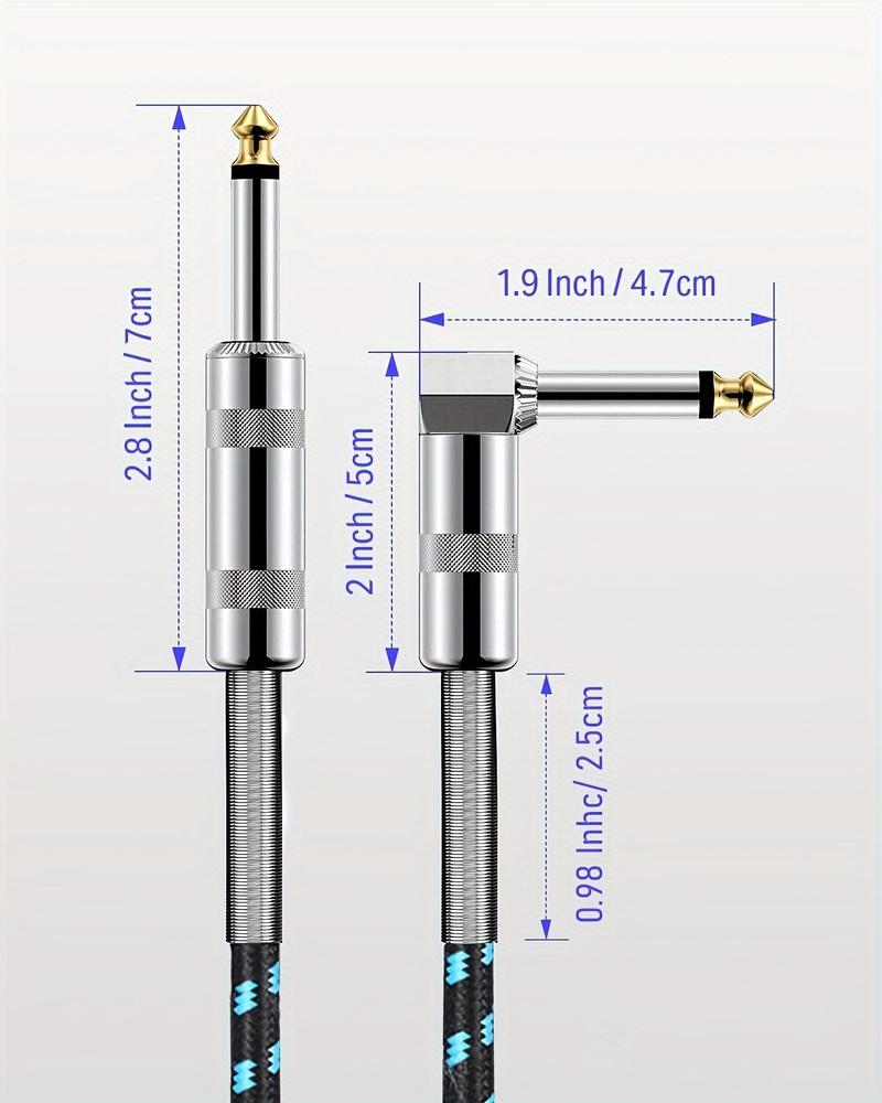 Right Angle Guitar Cable 2-Pack 1/4-Inch Spring Connector for Electric Guitars Bass Keyboards and Pro Audio Gear Multifunctional Audio Cables Pro Audio Right Angle Guitar Cable guitar cord handheld mic xlr male